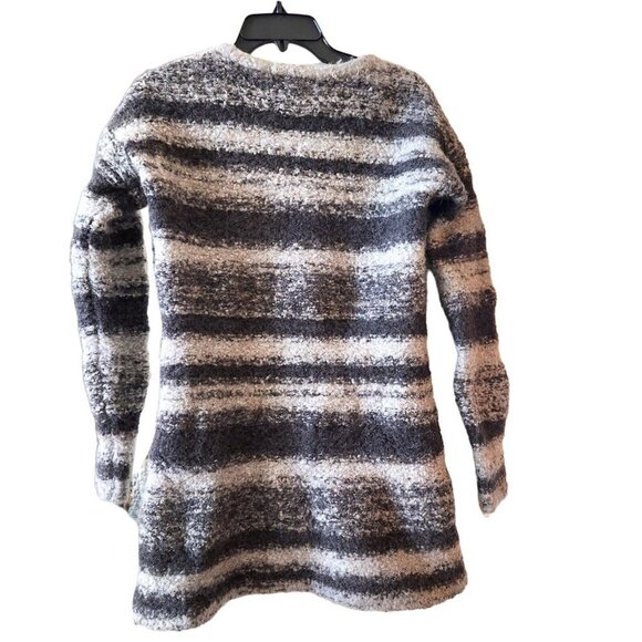 Sundance Chunky Sweater S fleece Gray Stripe Wool Alpaca Sweater Coat Snap - Picture 14 of 16